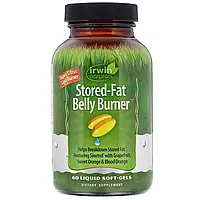 Irwin Naturals, Stored-Fat Belly Burner, жиросжигающее средство, 60 капсул с жидкостью в Украине