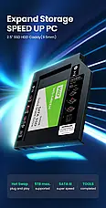 UGREEN HDD Caddy 9.5 mm SATA to USB 3.0, адаптер Кишеня для другого жорсткого диска в ноутбук 2,5" HDD і SSD, фото 6