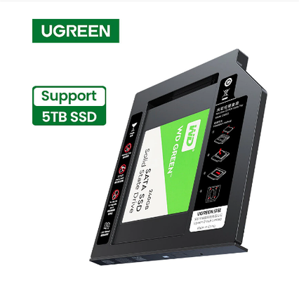 UGREEN HDD Caddy 9.5 mm SATA to USB 3.0, адаптер Кишеня для другого жорсткого диска в ноутбук 2,5" HDD і SSD, фото 1