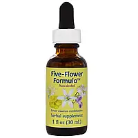 Flower Essence Services, Формула из пяти цветков, комбинация цветочных эссенций, безалкогольная, 30 мл (1 в в