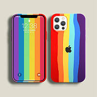 Чехол бампер Epik Silicone Rainbow Case для Apple iPhone 12 / 12 Pro (01)