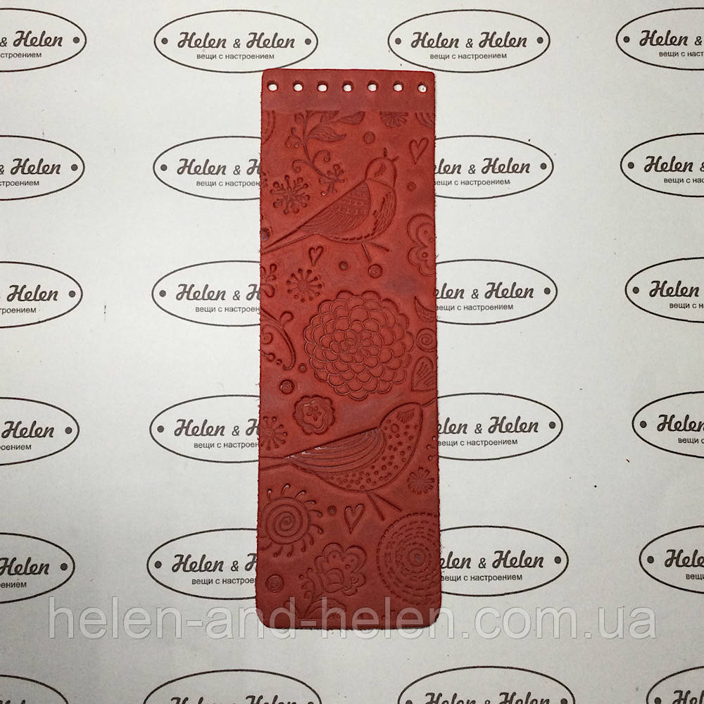 Клапан для сумки вузький. "Птички". Червоний, фото 1