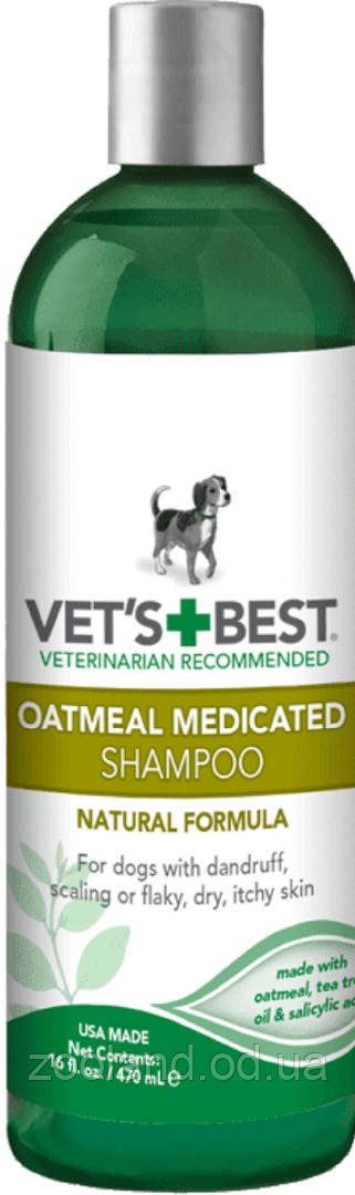 Vb10344 Vet's Best Oatmeal Medicated Шампунь проти лупи та лущення для собак, 470 мл