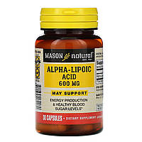 Альфа-ліпоєва кислота 600 мг, Alpha-Lipoic Acid, Mason Natural, 30 капсул