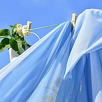 Ткань тюль однотонная Вуаль Silk V-A20 блакитна