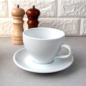 Велика біла чашка з блюдцем HLS Чашка 300 мл + блюдце (HR1303), фото 2