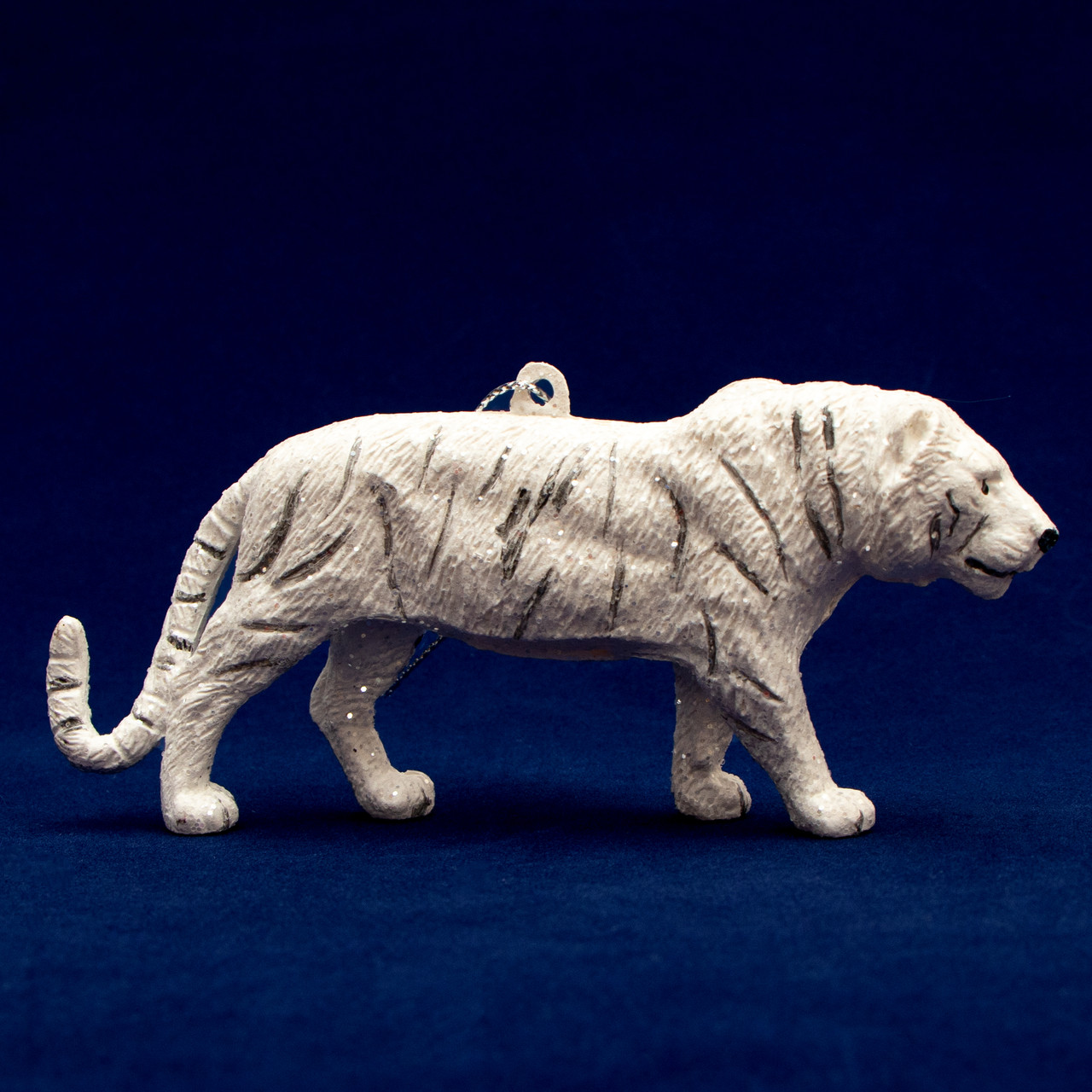 Новорічна ялинкова іграшка - фігурка Тигр, 14 см, білий, матовий, пластик (004690), фото 1