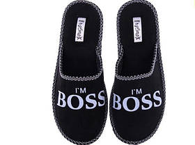 37 і 40 капці закриті чорні PaGo "I'm Boss" підлітковий бос