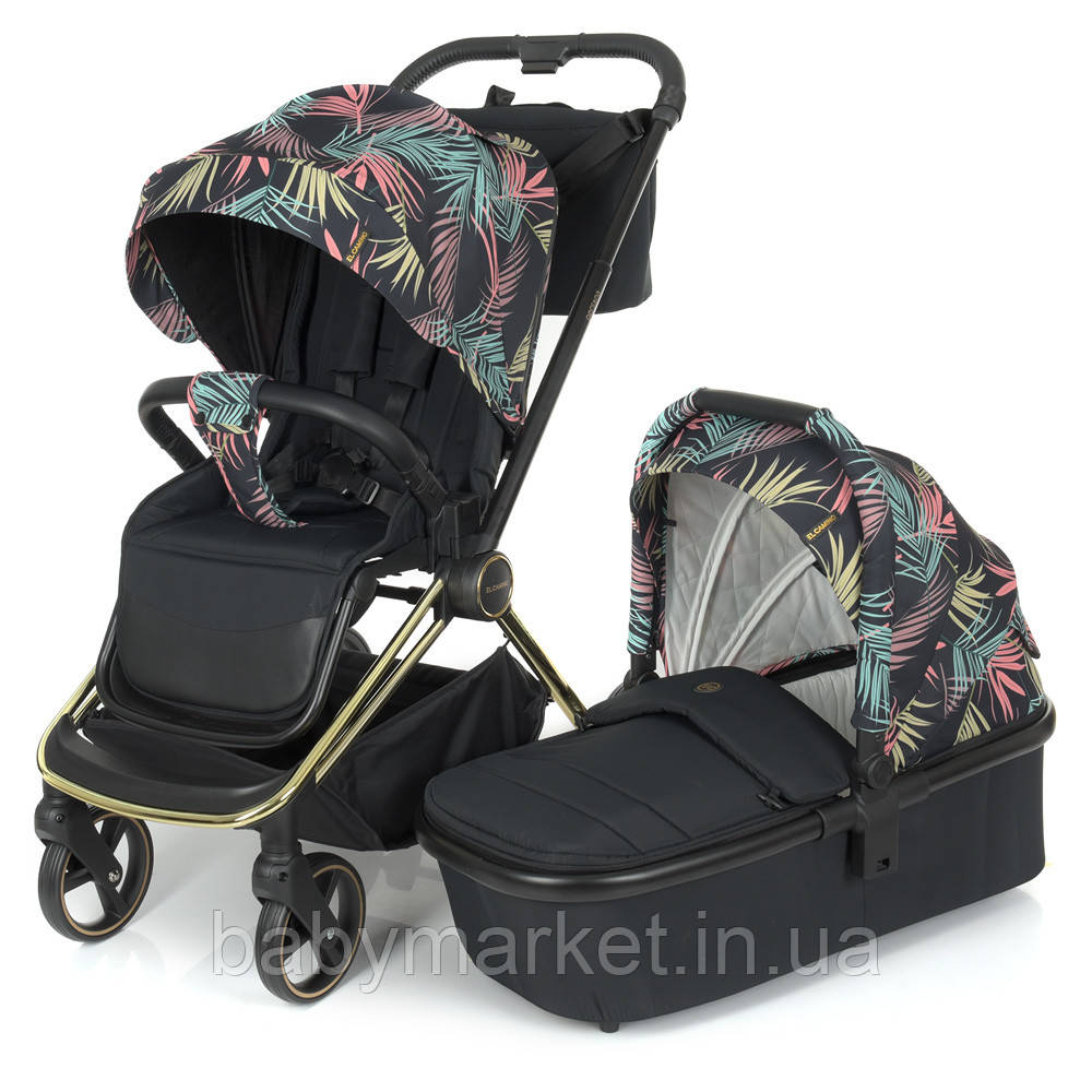 Коляска універсальна 2в1 El Camino Persona ME 1091-G (black pink palm), фото 1