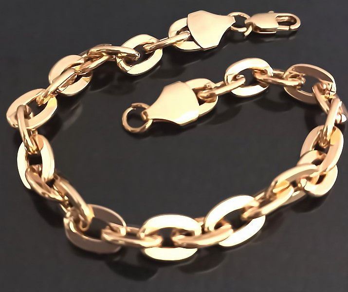 Браслет із сталі. Покриття: позолота з лимонним відтінком. Довжина: 19,5 см. Ширина: 8 мм