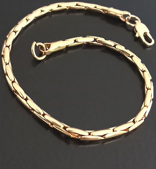 Браслет із сталі. Покриття: позолота з лимонним відтінком. Довжина: 19,5 см. Ширина: 8 мм