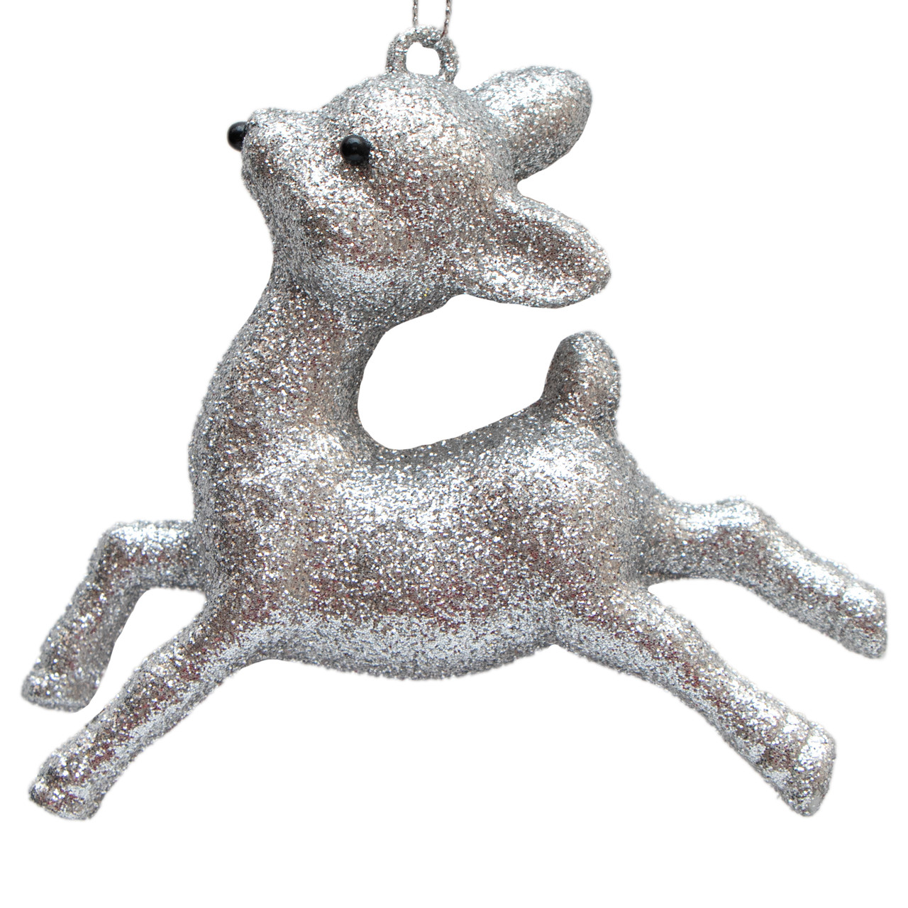 Новорічна ялинкова іграшка - фігурка Оленятко, 10 см, сріблястий, пластик (005055), фото 1