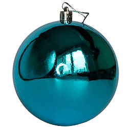 Ялинкова іграшка - куля, D10 см, бірюзова, глянець, пластик (250638)