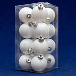 Набір ялинкових іграшок - кулі, 16 шт, D4 см, білий, глянець, пластик (250935), фото 3