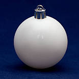 Набір ялинкових іграшок - кулі, 6 шт, D6 см, білий, 2 матовий, 2 глянець, 2 гліттер, пластик (251734-1), фото 3