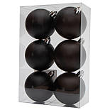 Набір ялинкових іграшок - кулі, 6 шт, D6 см, матовий, чорний, пластик (251611), фото 3