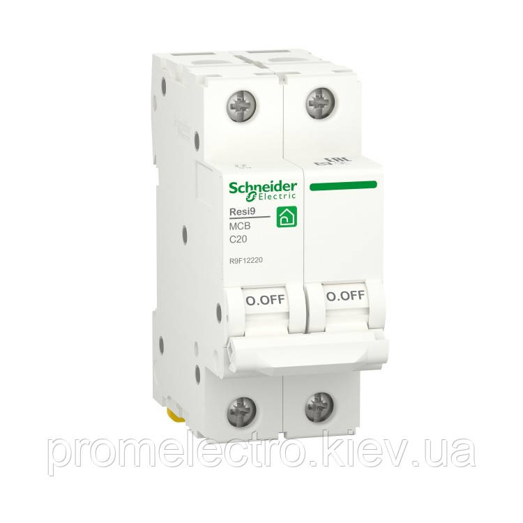 Автоматичний вимикач Schneider RESI9 2P 20A З 6кА (R9F12220)