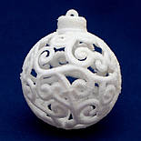 Набір ялинкових іграшок - кулі, 6 шт, D6 см, білий, 2 матовий, 2 глянець, 2 гліттер, пластик (251734-1), фото 4