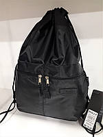 Рюкзак сумка мешок для сменной обуви черный на шнурках спереди четыре накладных кармана Dolly 832