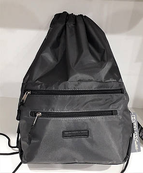 Рюкзак сумка для змінного взуття міський сірий спереду дві кишені на блискавках Dolly 833, фото 2