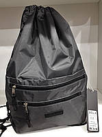 Рюкзак сумка для сменной обуви городской серый спереди два кармана на молниях Dolly 833