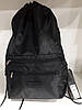 Рюкзак сумка-мішок чорний для змінного взуття на шнурках міська спереду дві кишені на блискавках Dolly 833, фото 3