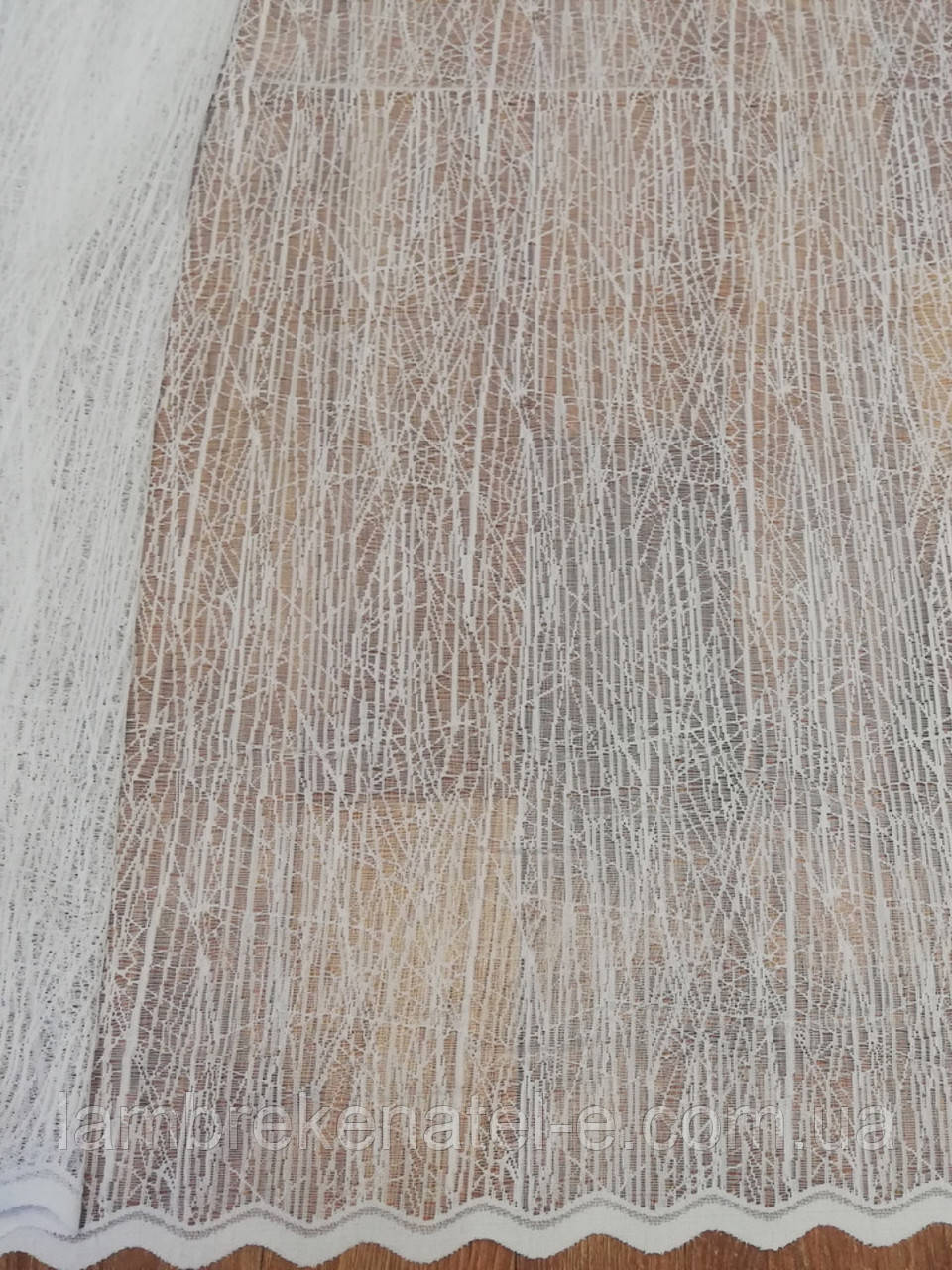 Тюль павутинка жаккардова білого кольору в зал, в кухню, фото 1