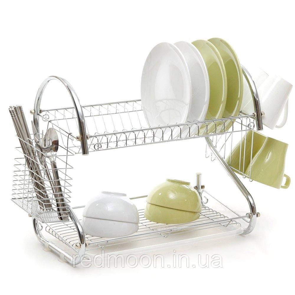 Стійка для зберігання посуду Kitchen Storage Rack / Сушка для посуду / Настільна сушарка з піддоном, фото 1