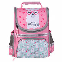 Рюкзак школьный Paso LUKK-500 Лама Розовый/Серый с принтом и светоотражающими элементами