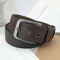 Ремінь чоловічий шкіряний SF-4011 під джинси коричневий (130 см)