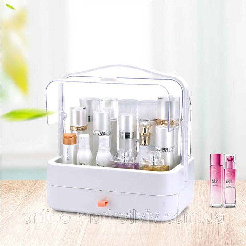 Органайзер для косметики Cosmetic Storage Box, 2 секції, Білий / Настільний кейс для косметики