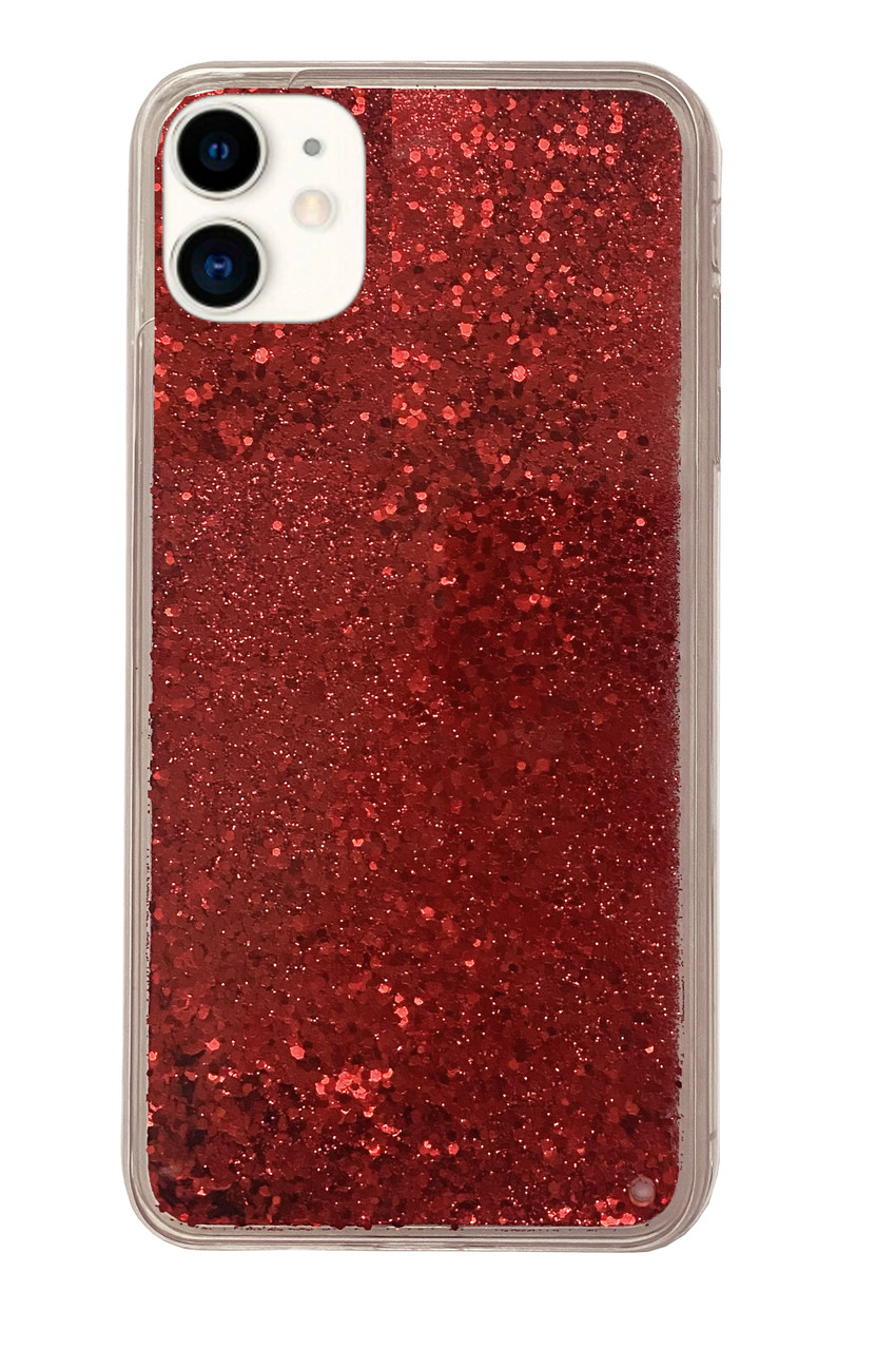 Чохол Silicone з Блискітками для iPhone 12 (04) Red червоний