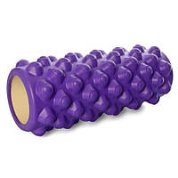 Массажный ролик, массажер-роллер MS 0857-5 жёсткий Валик для йоги EVA 45-14см фиолетовый