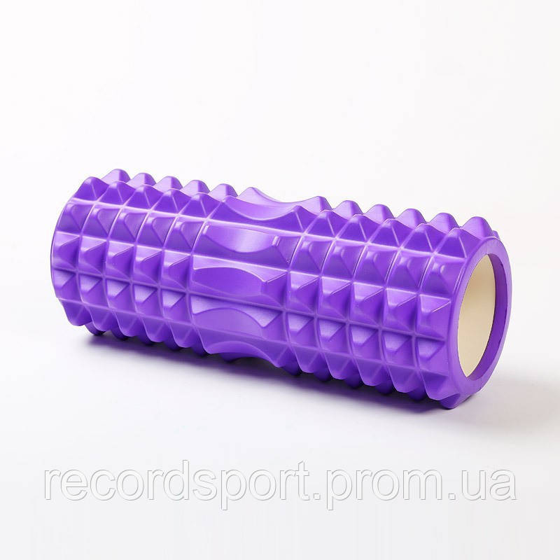 Массажный ролик, валик для массажа спины (массажер для спины, шеи, ног) 33*13см (MS 0857-4) Фиолетовый - фото 1 - id-p1485735017