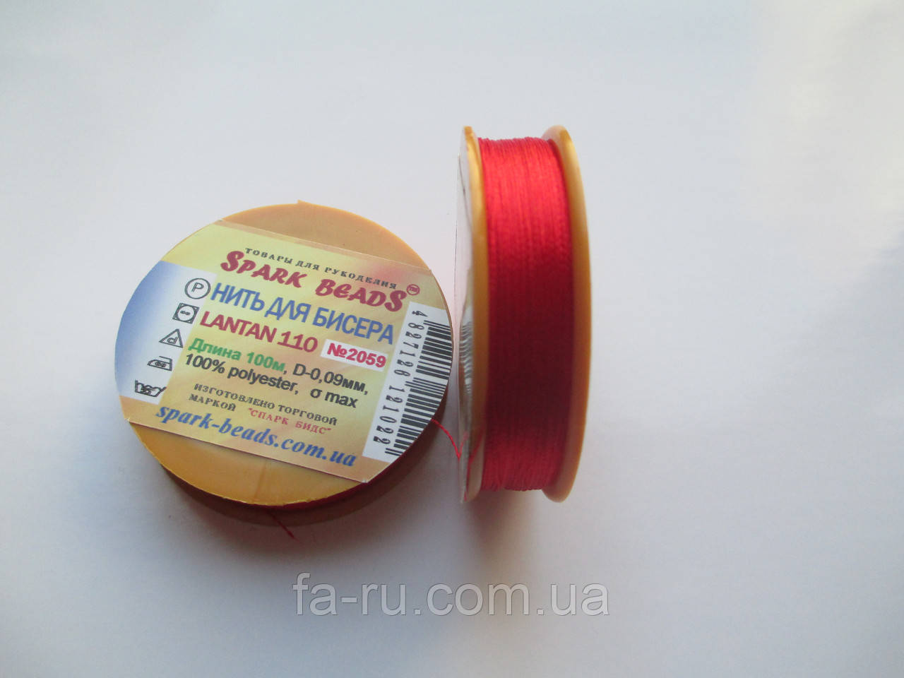 Нитка для бісеру, Лантан (Lantan). No2059. 100 метрів червоний