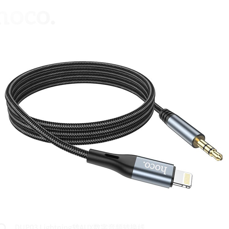 Перехідник аукс кабель для айфона з 3.5 to Lightning iPhone HOCO чорний Оригінал