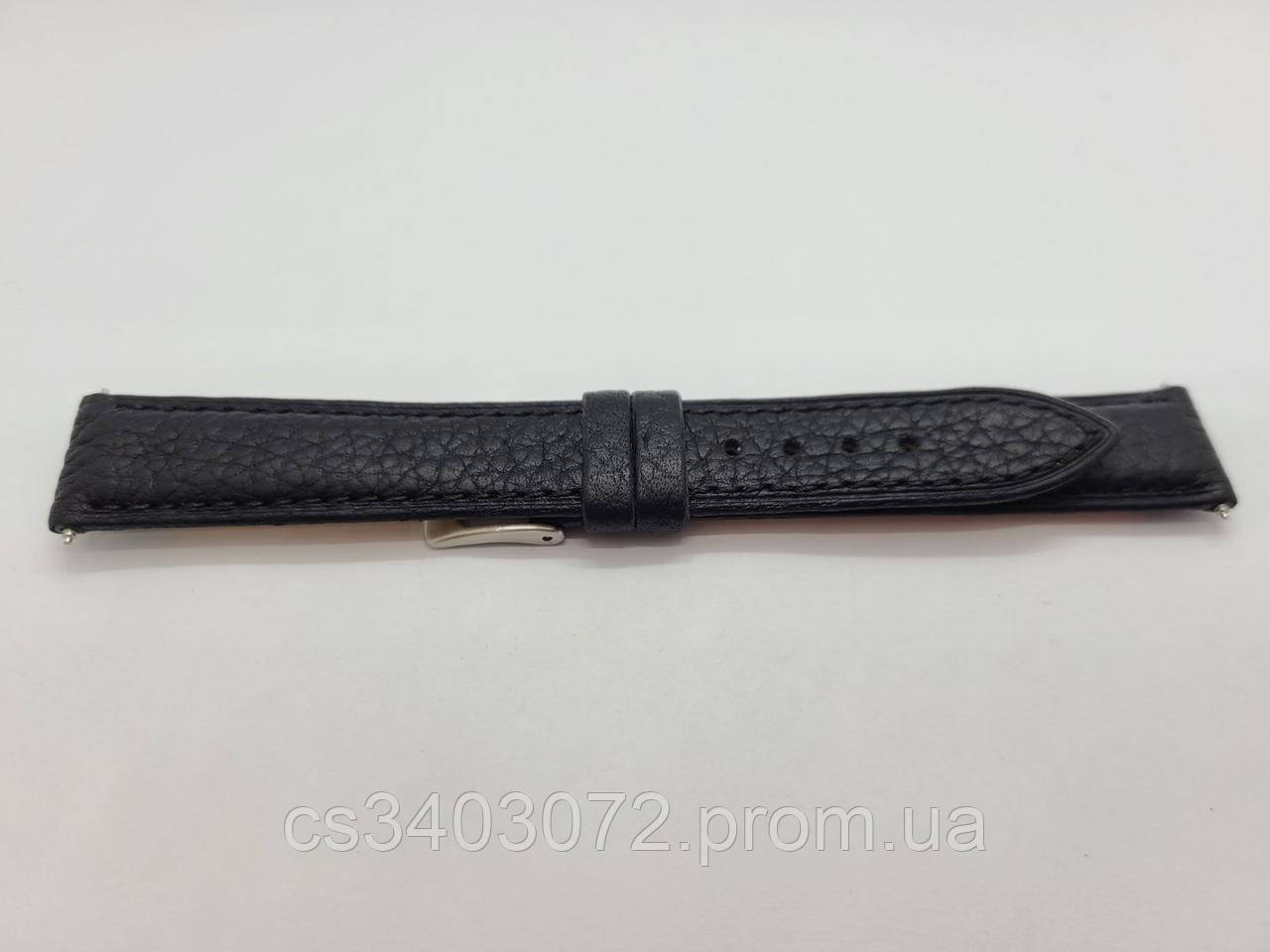 Чорний шкіряний ремінець для наручних годинників , 18 мм