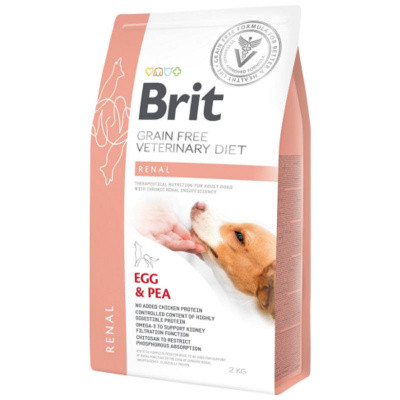 Сухий корм Brit GF VetDiet (Бріт ВетДієт) Dog Renal для собак при нирковій недостатності з яйцем, горохом та гречкою 2 кг, фото 1