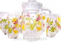 Набір для води Luminarc Crazy Flowers (глечик 1,6 л+ стакани 270мл-6шт) 7 предметів скло (4621G)