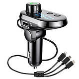 Автомобільний FM Трансмітер Модулятор Q15 + Кабель 3 в 1 (micro USB, Iphone, Type C), фото 3