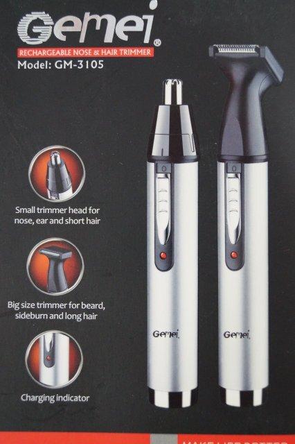 Триммер Для Носа і Вух Gemei GM - 3105 2 в 1 Насадка Для Стрижки Волосся в Носі і Вухах, Насадка Для Окантовки