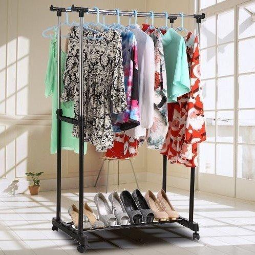 Телескопічна Стійка, Вішалка Double Pole Clothes Horse Mini Для Одягу і Взуття в Гардеробну Double Pole