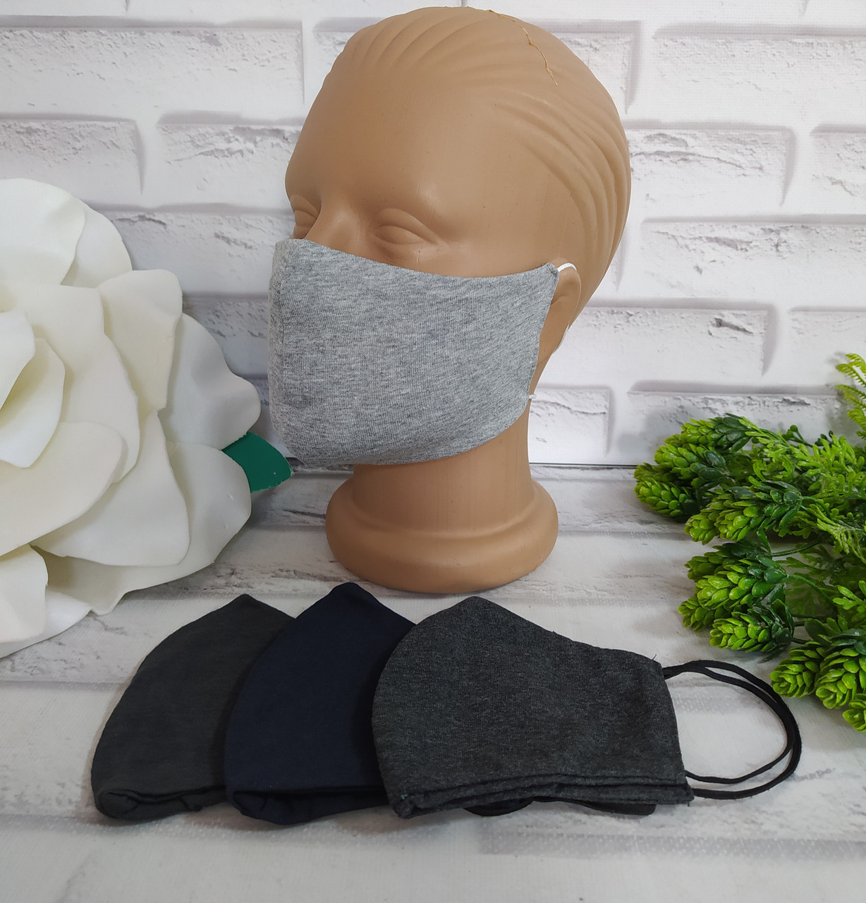 Захисна маска багаторазова бавовна однотонна не медична