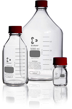 DURAN® Лабораторна пляшка, легка, градуйована, з кришкою і зливним кільцем, 250 мл