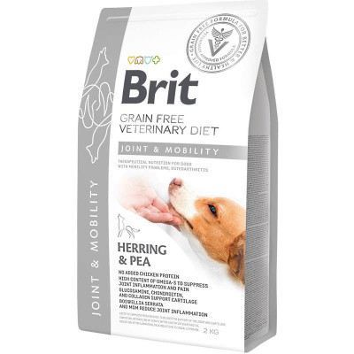 Сухий корм Brit GF VetDiet (Бріт ВетДієт) Dog Mobility для здоров'я суглобів у собак з оселедцем лососем горохом та гречкою 2 кг, фото 1