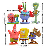 Набір фігурок Губка Боб RESTEQ. Фігурки Спанч Боб Сквер Пентс 6 шт. Ігрові фігурки Sponge Bob Square Pants, фото 2