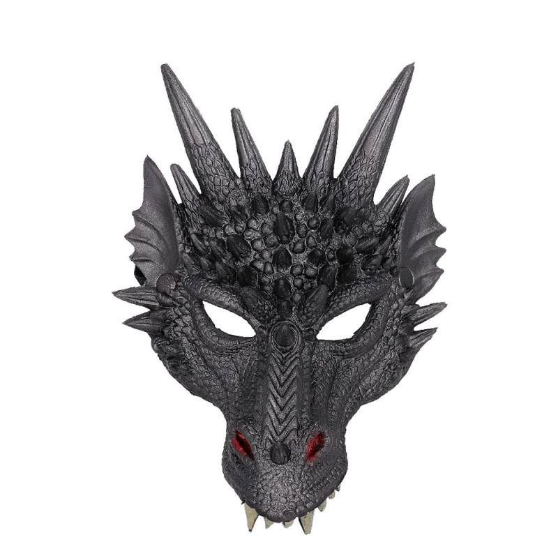 Чорна дракона маска RESTEQ. Маска дракон із поліуретанової піни. Маска Dragon чорного кольору