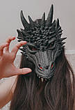 Чорна дракона маска RESTEQ. Маска дракон із поліуретанової піни. Маска Dragon чорного кольору, фото 6