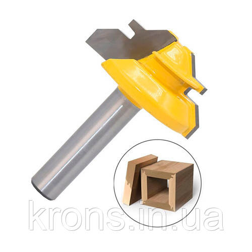Фреза для кутового лінійного зрощування деревини 38мм, хвостовик 8мм, фото 1