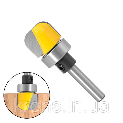 Фреза пазова фасонна з підшипником 28.6мм, хвостовик 8мм для ручного фрезера, фото 1